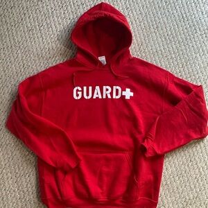Gildan Red Hoodie with White Guard Print